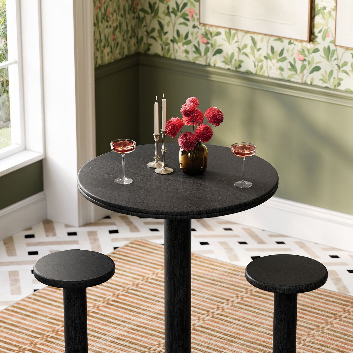 Neo 3-Piece Round Indoor - Outdoor Patio Patio Wood Bar Table And Stool Set by Modway, photo 11 of 24
