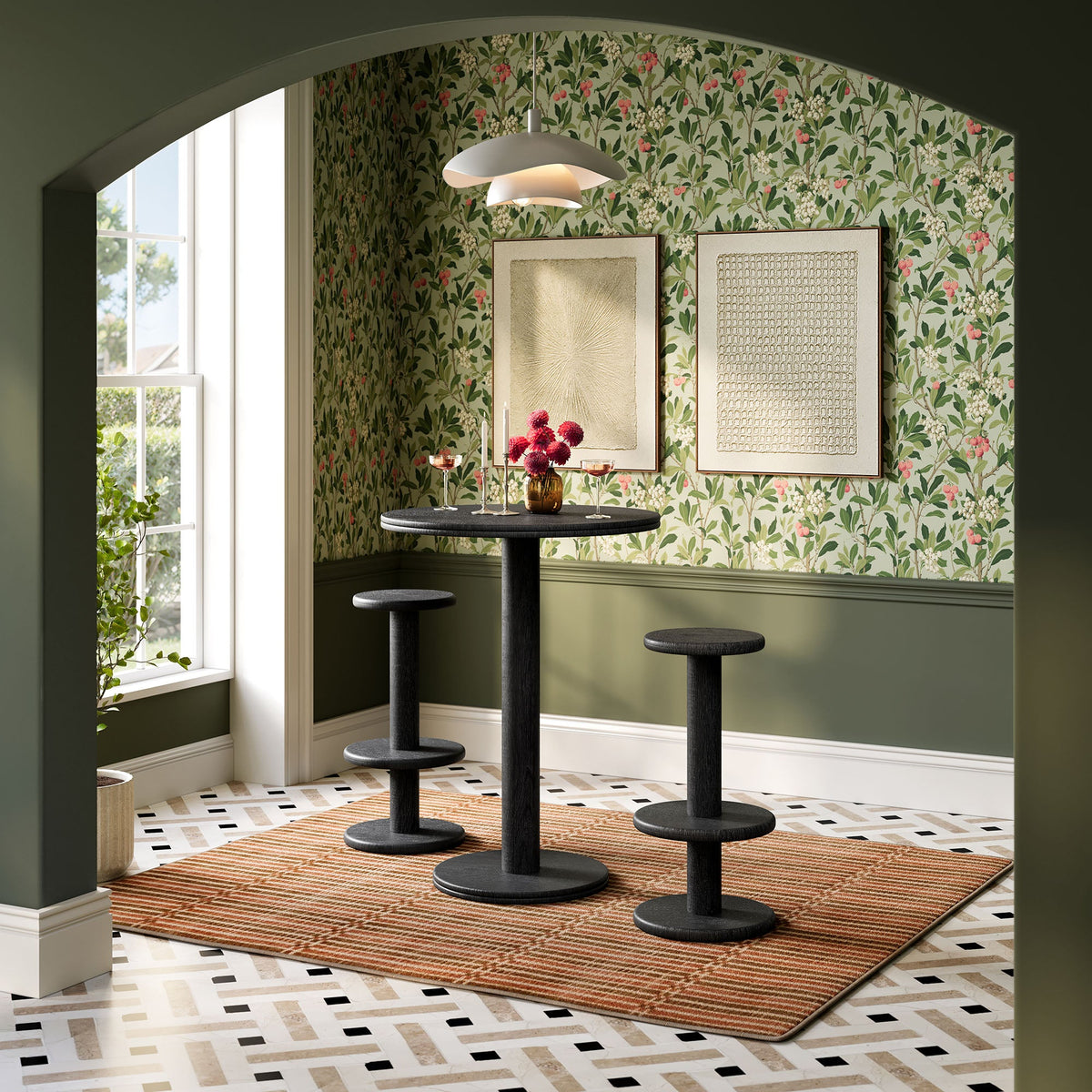 Neo 3-Piece Round Indoor - Outdoor Patio Patio Wood Bar Table And Stool Set by Modway, photo 10 of 24