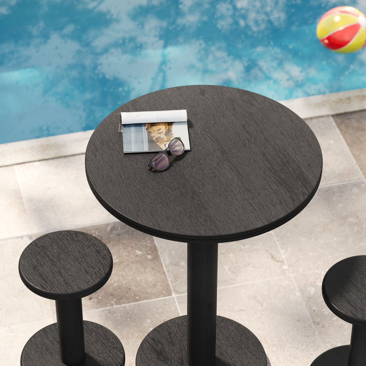 Neo 3-Piece Round Indoor - Outdoor Patio Patio Wood Bar Table And Stool Set by Modway, photo 12 of 24