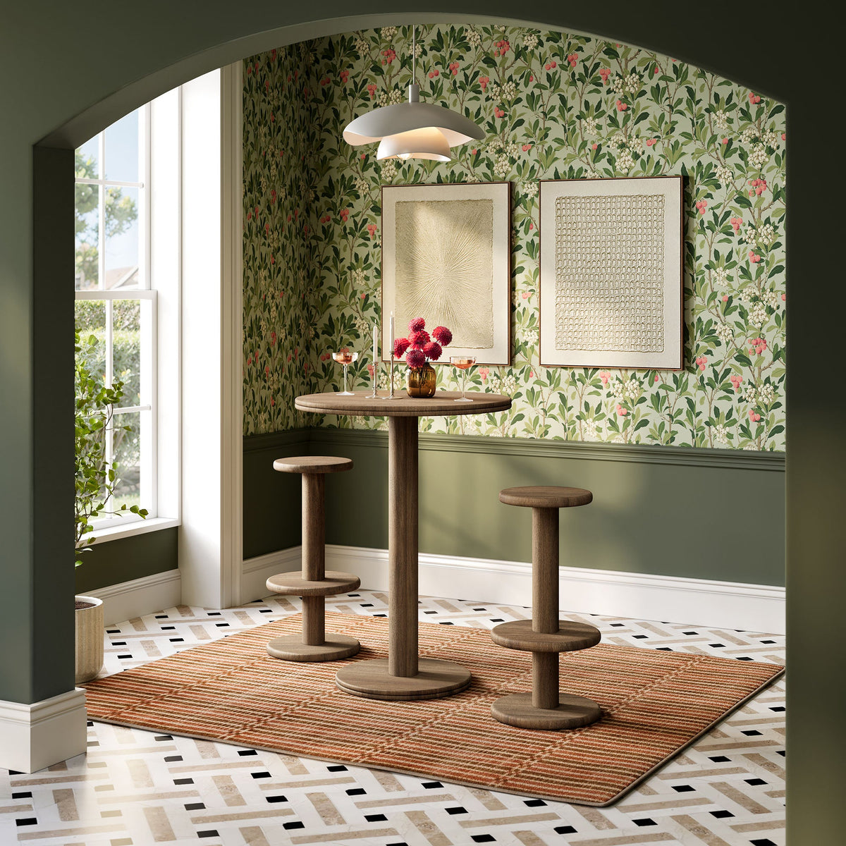 Neo 3-Piece Round Indoor - Outdoor Patio Patio Wood Bar Table And Stool Set by Modway, photo 22 of 24