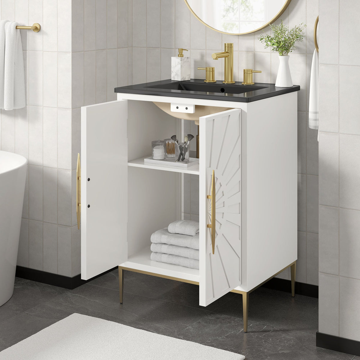 Awaken 24" Bathroom Vanity by Modway - White Black / White White, photo 11 of 22