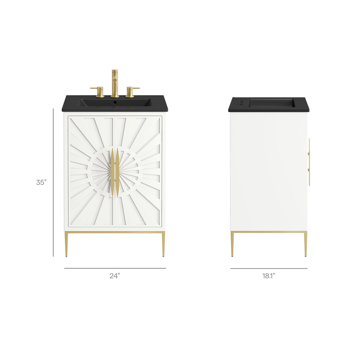Awaken 24" Bathroom Vanity by Modway - White Black / White White, photo 3 of 22