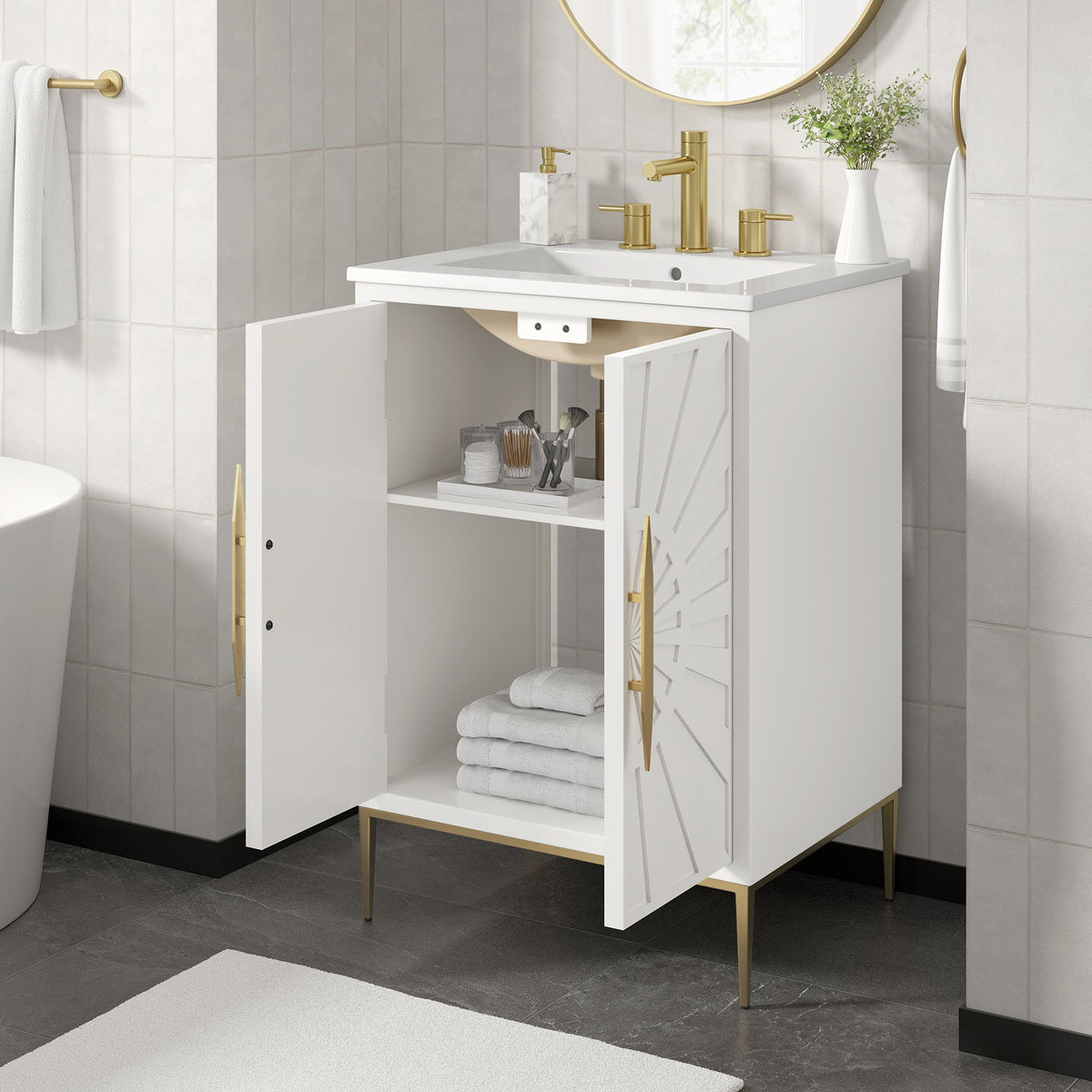 Awaken 24" Bathroom Vanity by Modway - White Black / White White, photo 22 of 22