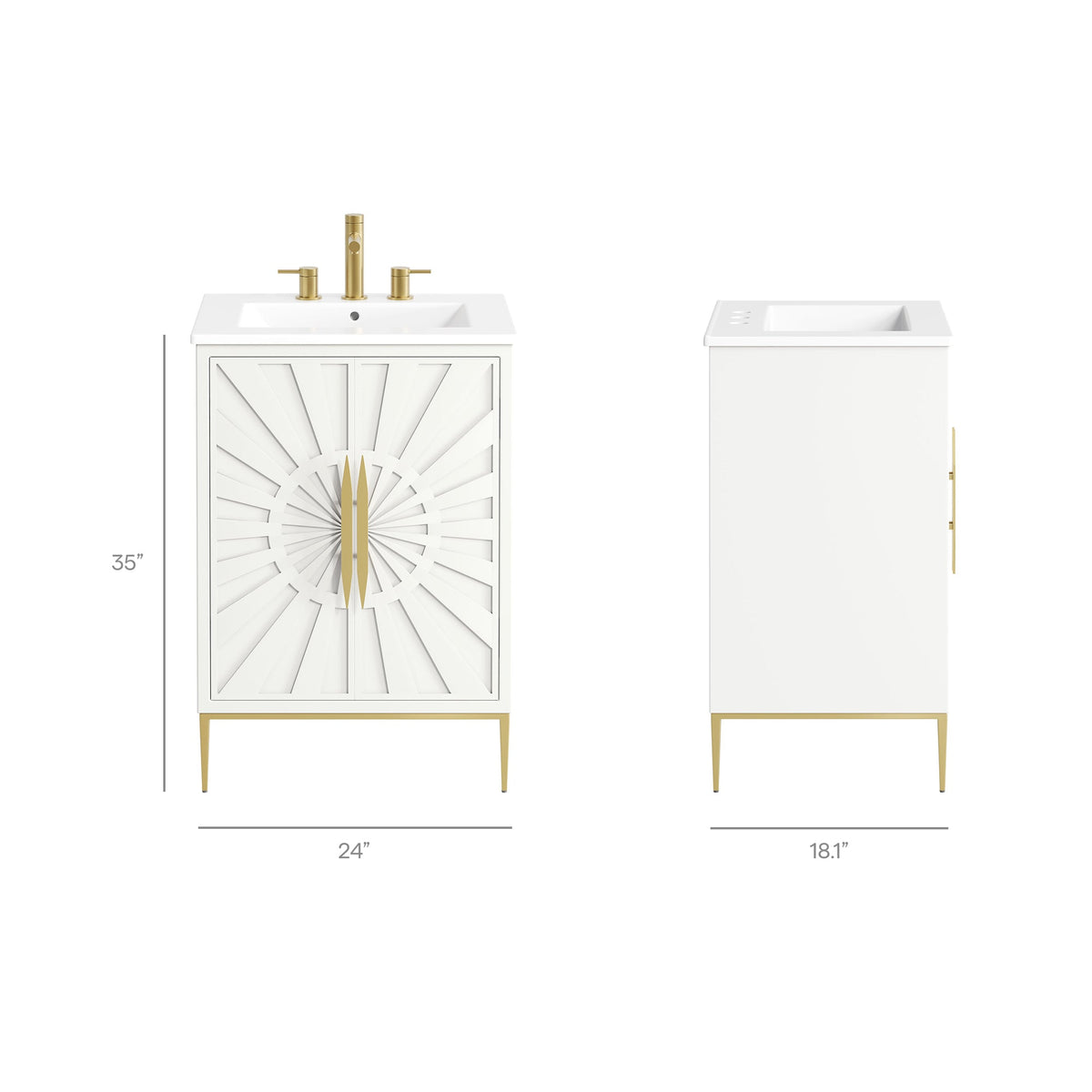 Awaken 24" Bathroom Vanity by Modway - White Black / White White, photo 14 of 22