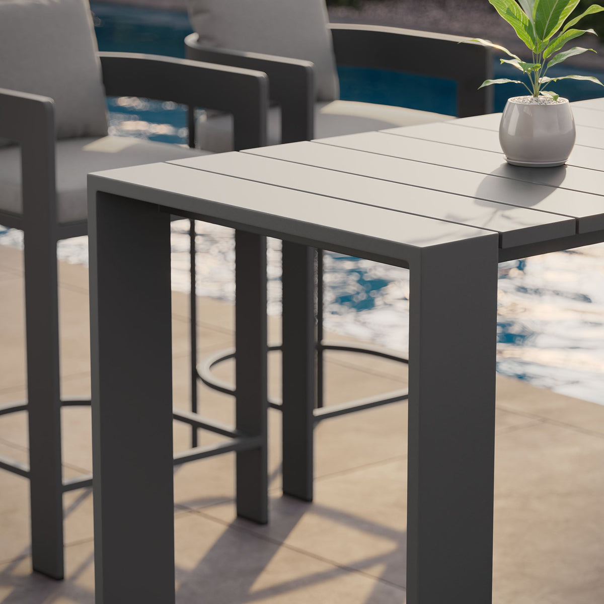 Tahoe 59 Inch Rectangle Outdoor Patio Aluminum Bar Table by Modway, photo 9 of 9