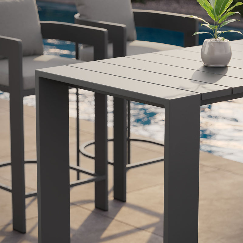 Tahoe 59 Inch Rectangle Outdoor Patio Aluminum Bar Table by Modway, photo 9 of 9