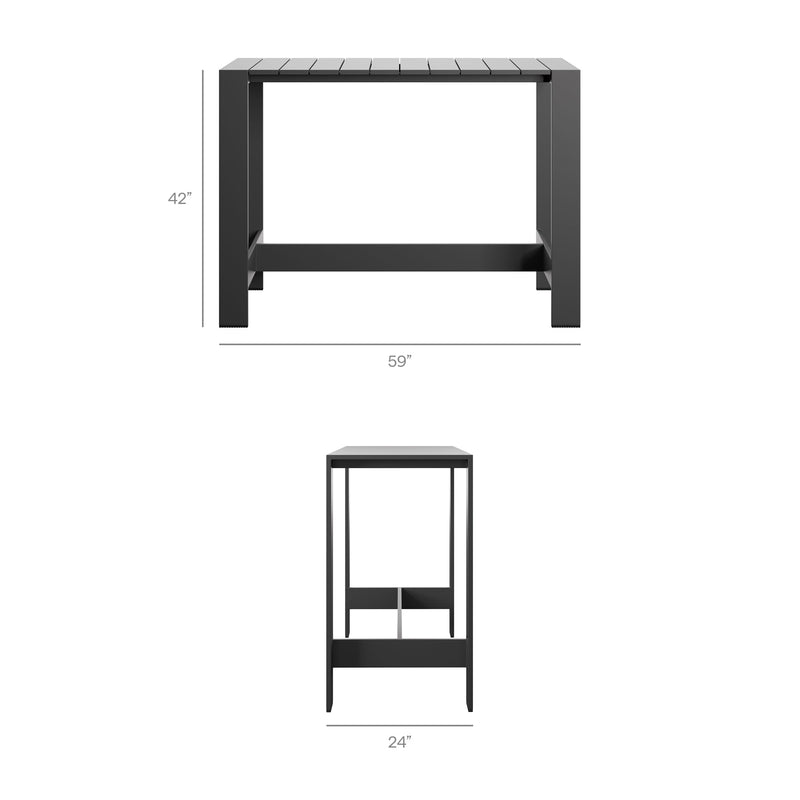 Tahoe 59 Inch Rectangle Outdoor Patio Aluminum Bar Table by Modway, photo 3 of 9