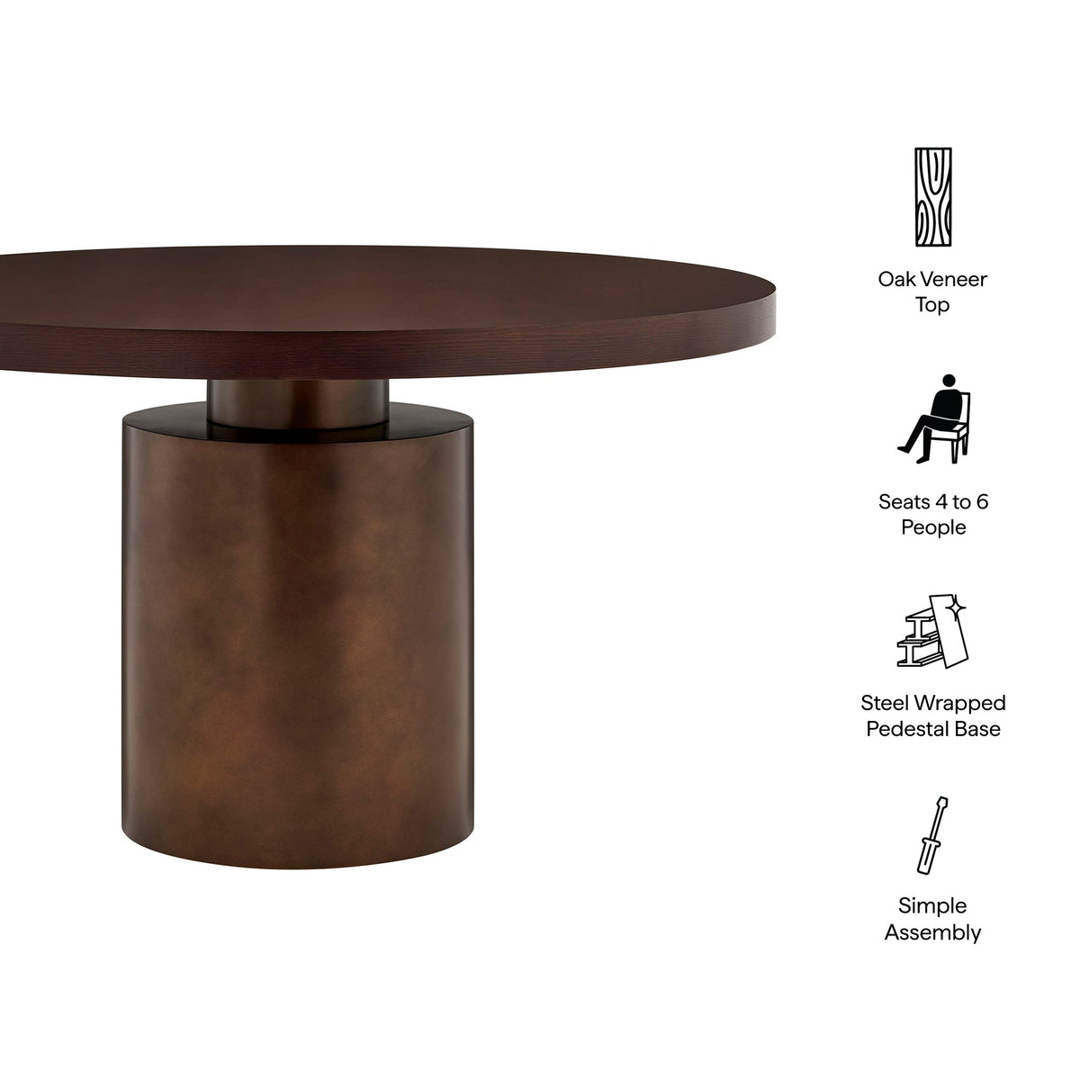 Annette 54 Inch Round Pedestal Base Dining Table by Modway, photo 2 of 8