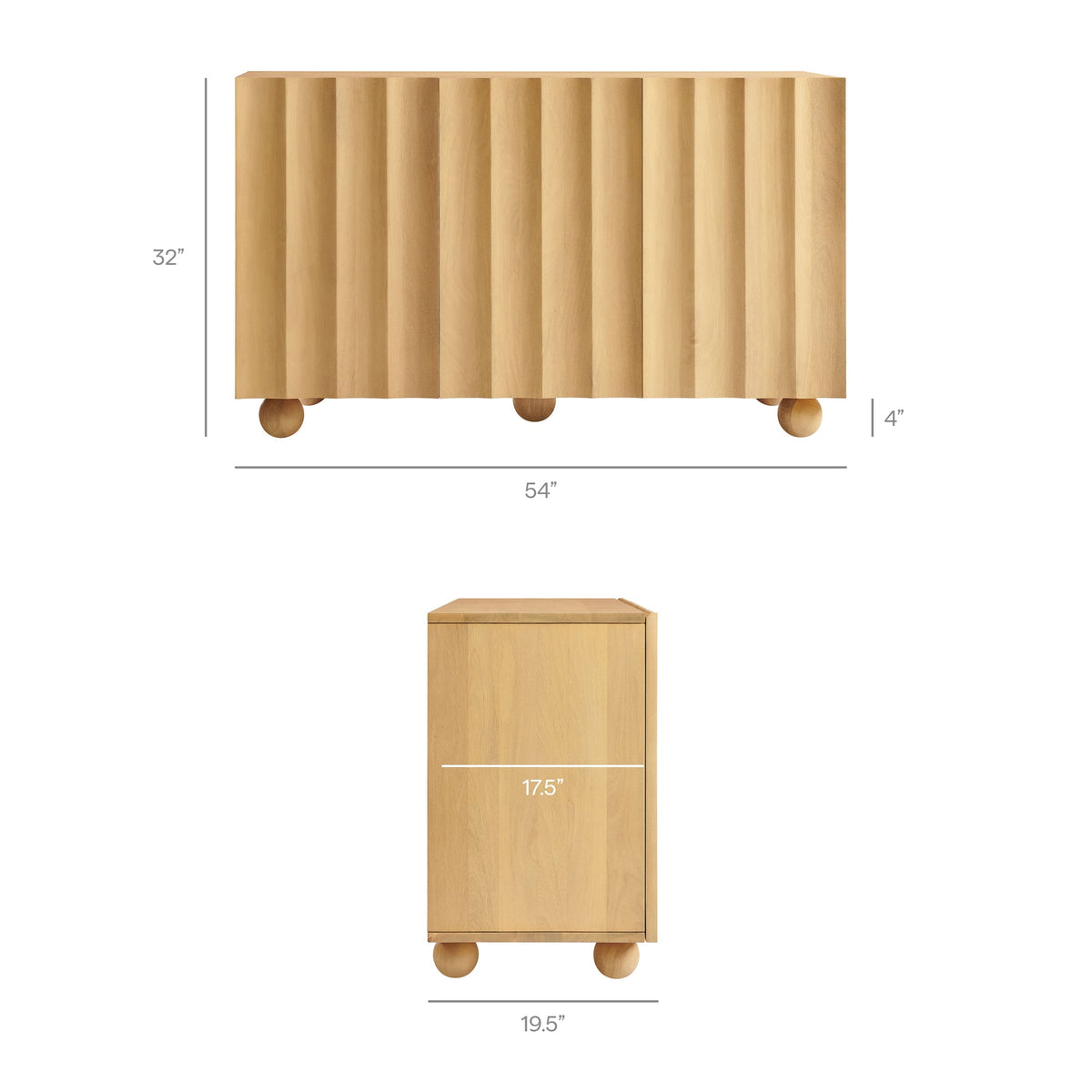 Sorren 54 Inch Scalloped Wood 3-Door Sideboard by Modway, photo 3 of 18