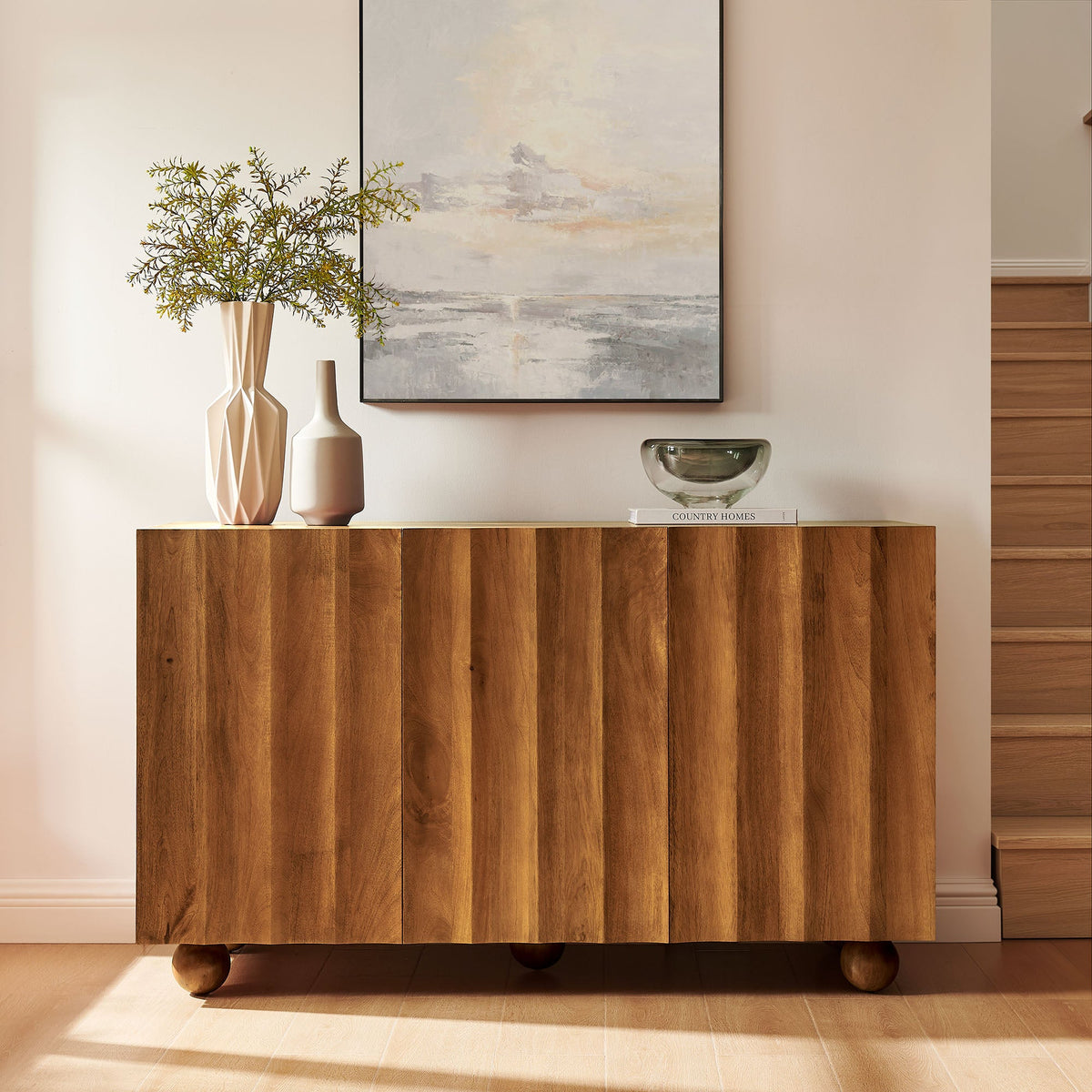 Sorren 54 Inch Scalloped Wood 3-Door Sideboard by Modway, photo 16 of 18