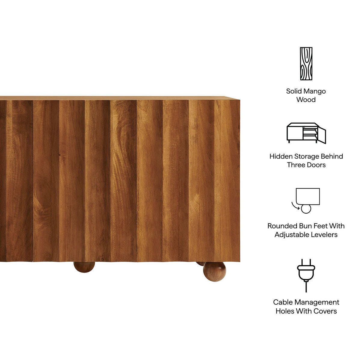 Sorren 54 Inch Scalloped Wood 3-Door Sideboard by Modway, photo 11 of 18