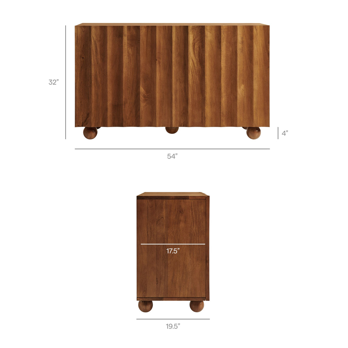 Sorren 54 Inch Scalloped Wood 3-Door Sideboard by Modway, photo 12 of 18