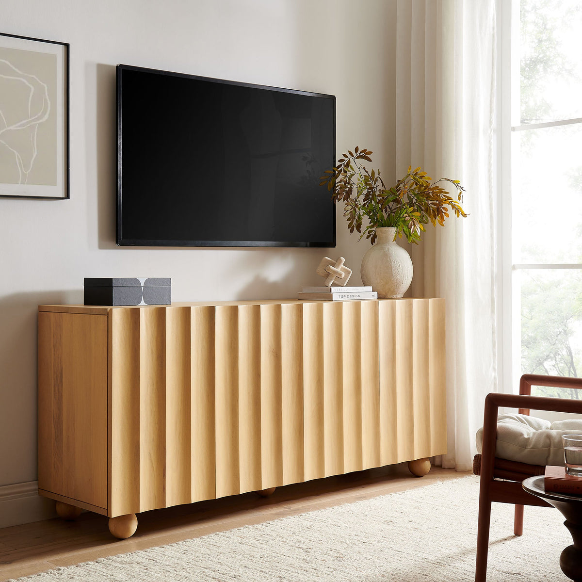 Sorren 72 Inch Scalloped Wood 4-Door Sideboard by Modway, photo 8 of 18
