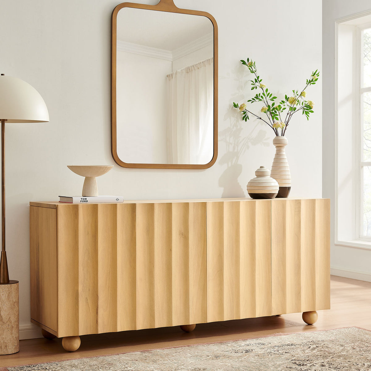 Sorren 72 Inch Scalloped Wood 4-Door Sideboard by Modway, photo 7 of 18