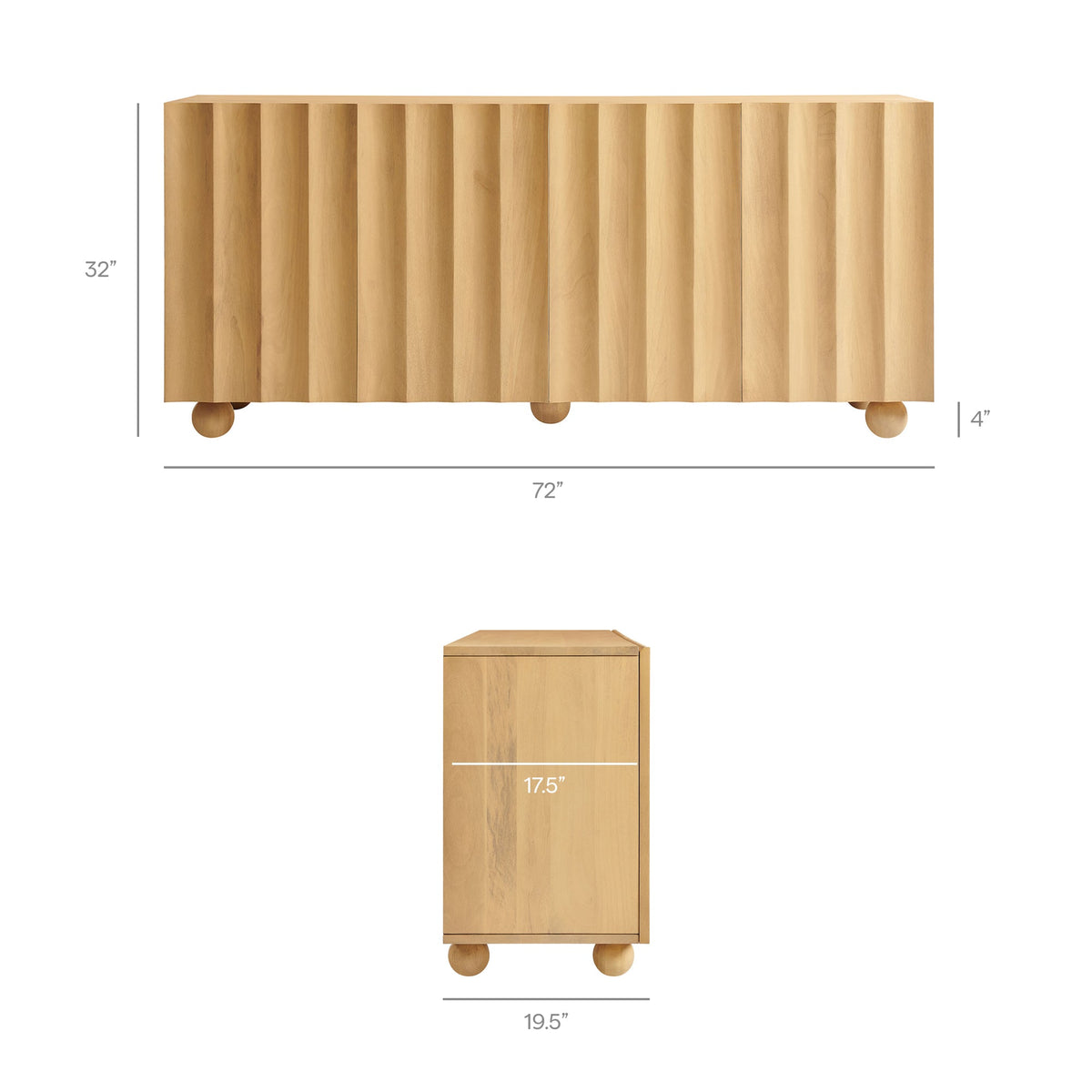 Sorren 72 Inch Scalloped Wood 4-Door Sideboard by Modway, photo 3 of 18