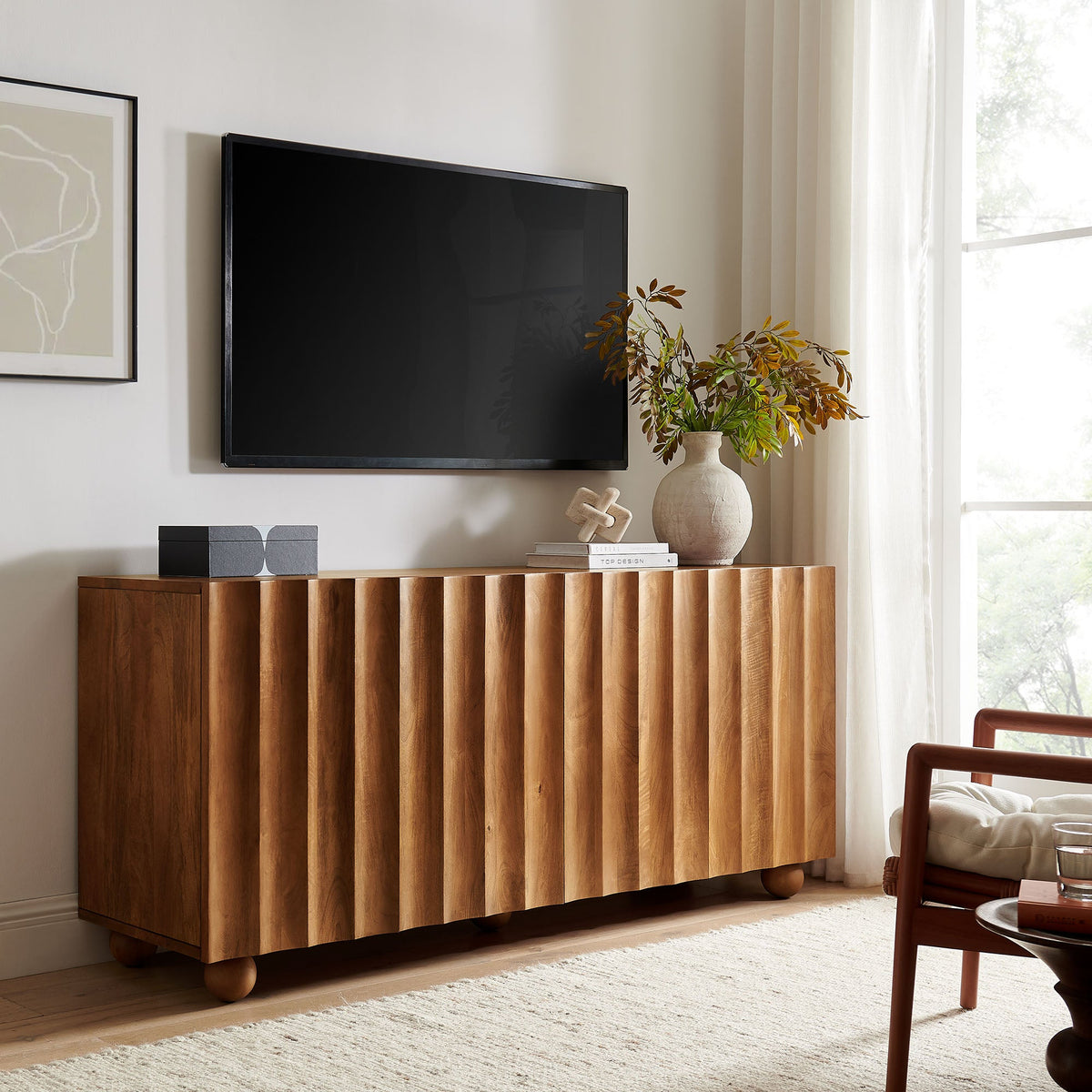 Sorren 72 Inch Scalloped Wood 4-Door Sideboard by Modway, photo 17 of 18