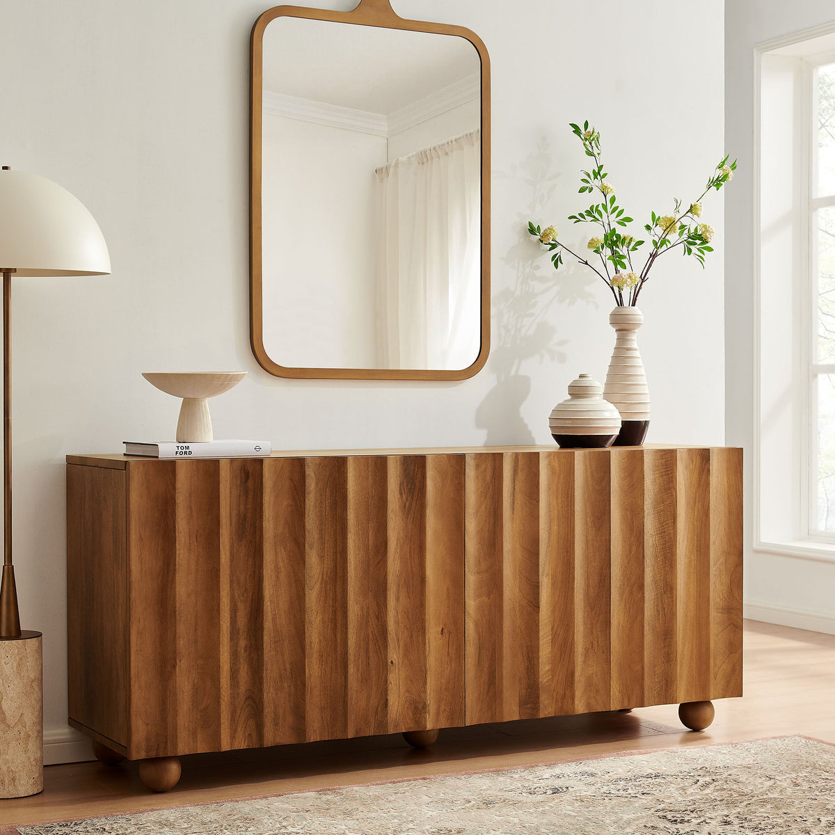 Sorren 72 Inch Scalloped Wood 4-Door Sideboard by Modway, photo 16 of 18