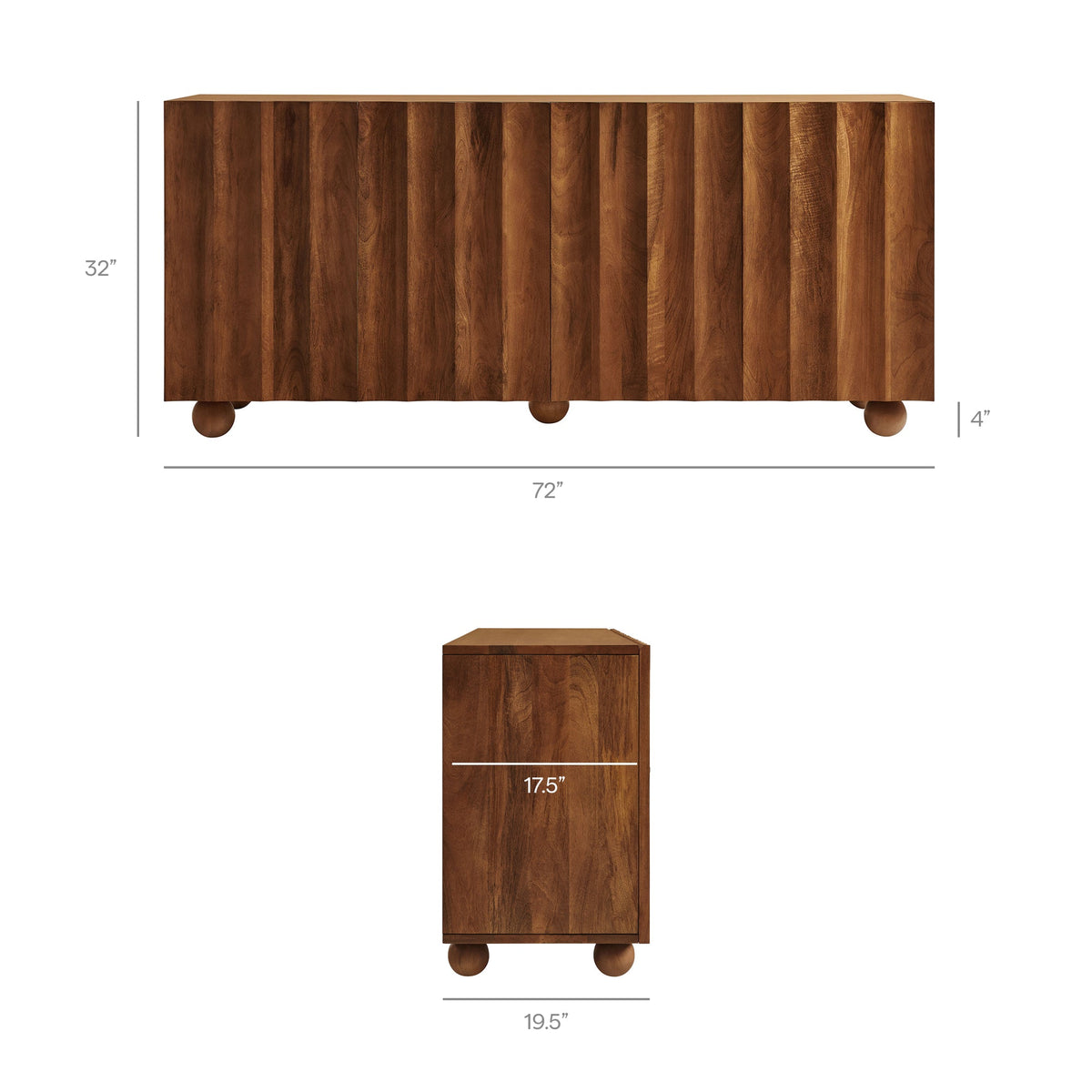 Sorren 72 Inch Scalloped Wood 4-Door Sideboard by Modway, photo 12 of 18