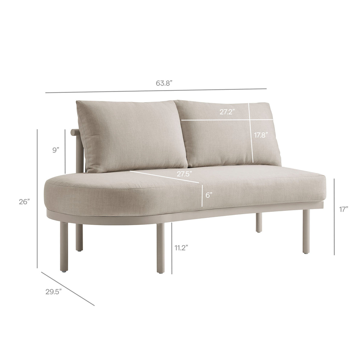 Porta 3 Piece Outdoor Patio Aluminum Modular Sofa by Modway, photo 17 of 26