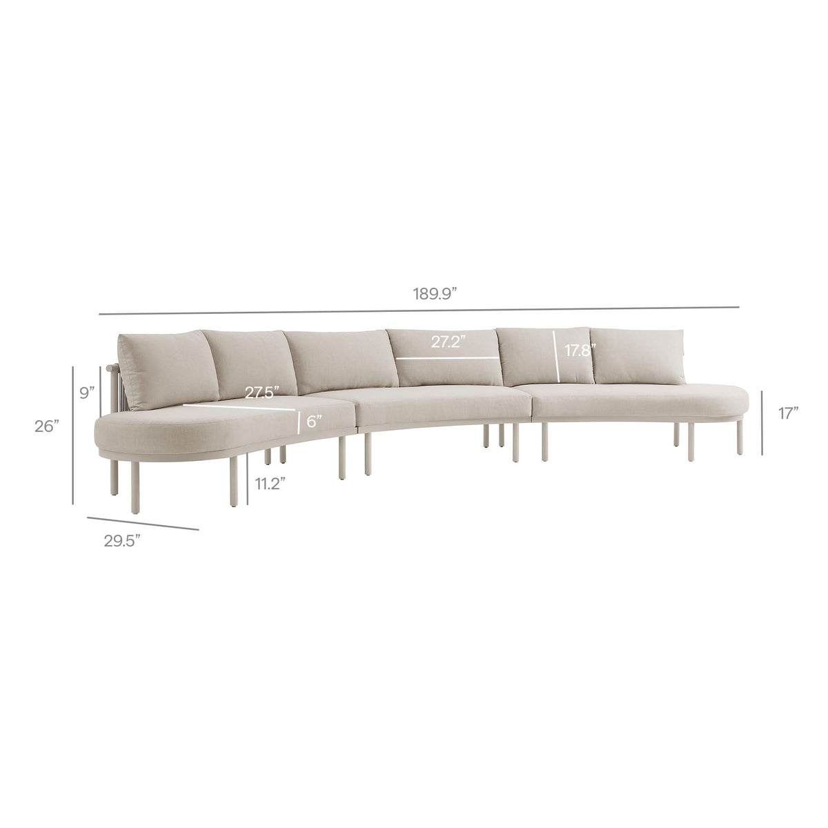Porta 3 Piece Outdoor Patio Aluminum Modular Sofa by Modway, photo 16 of 26