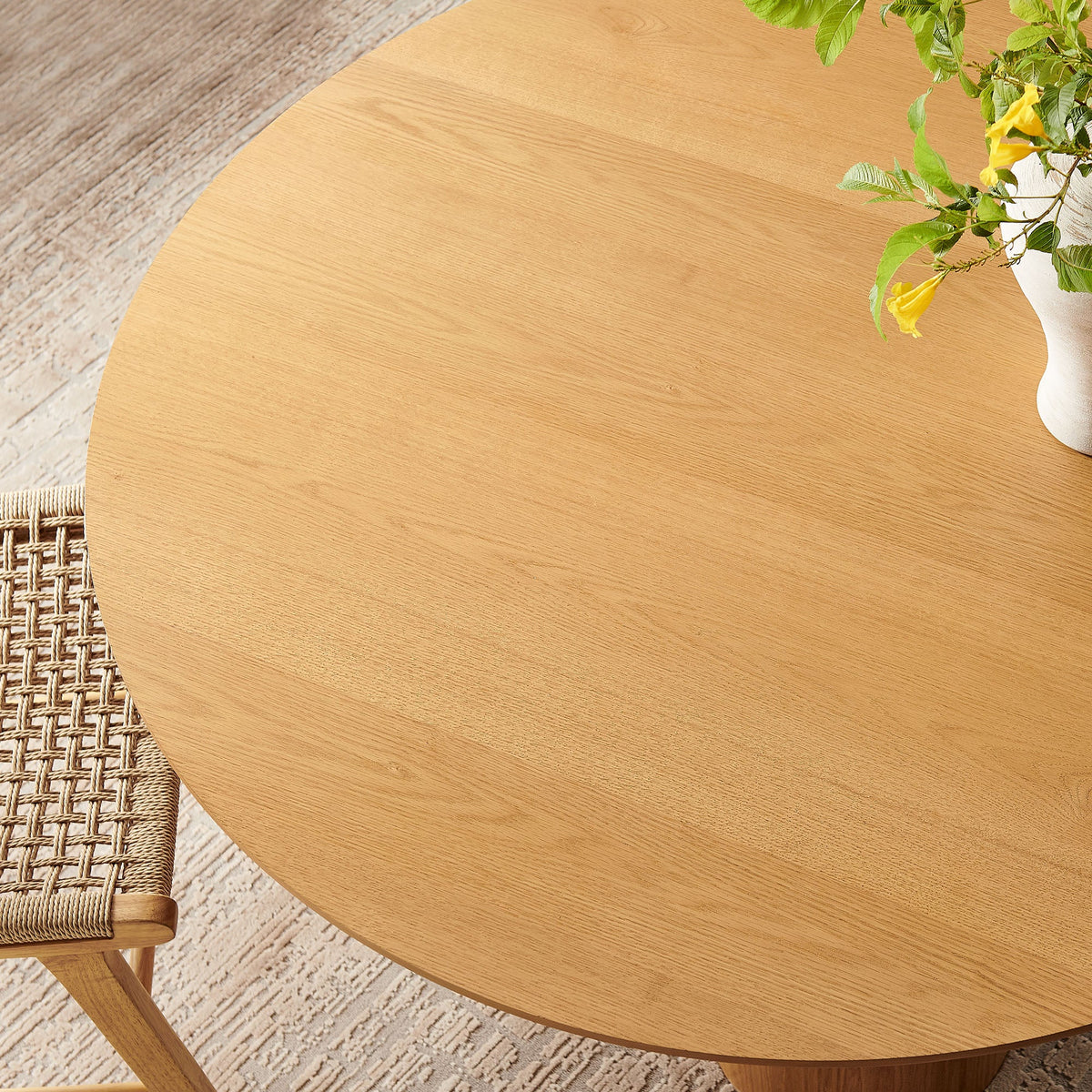 Renwick 47 Inch Oak Veneer Round Pedestal Dining Table by Modway, photo 9 of 18