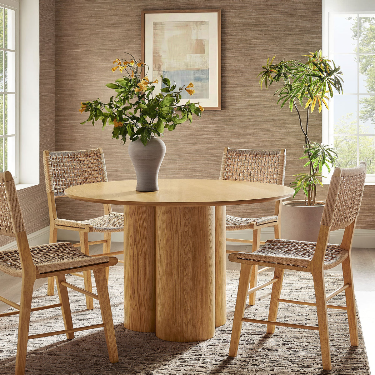Renwick 47 Inch Oak Veneer Round Pedestal Dining Table by Modway, photo 8 of 18
