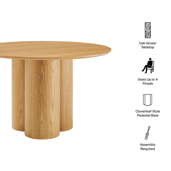 Renwick 47 Inch Oak Veneer Round Pedestal Dining Table by Modway, photo 2 of 18