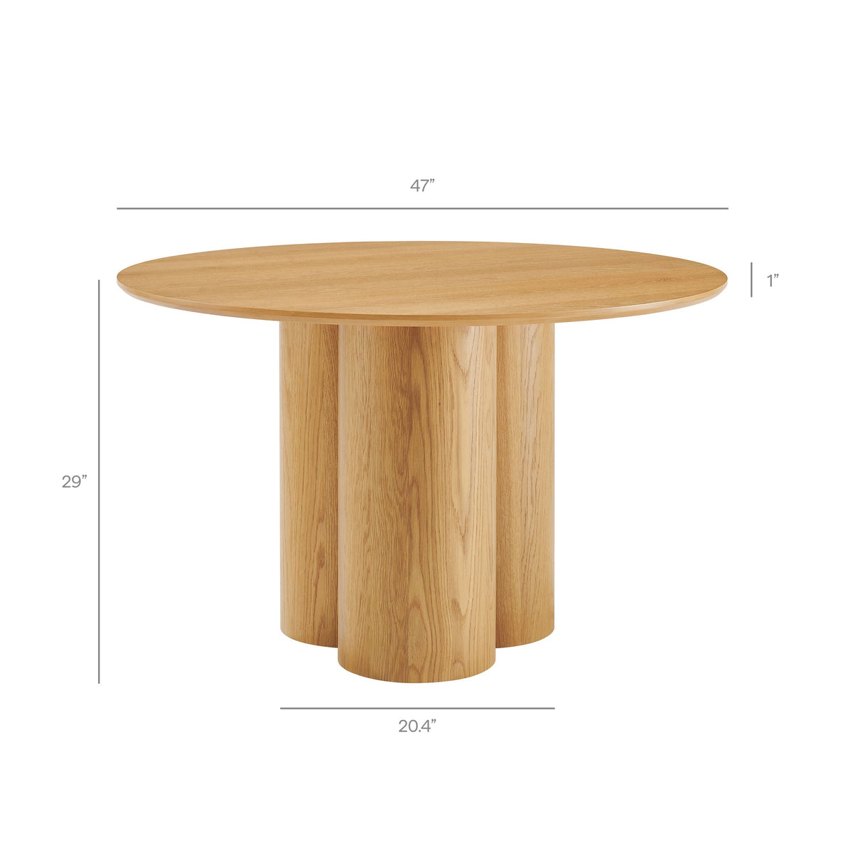 Renwick 47 Inch Oak Veneer Round Pedestal Dining Table by Modway, photo 3 of 18