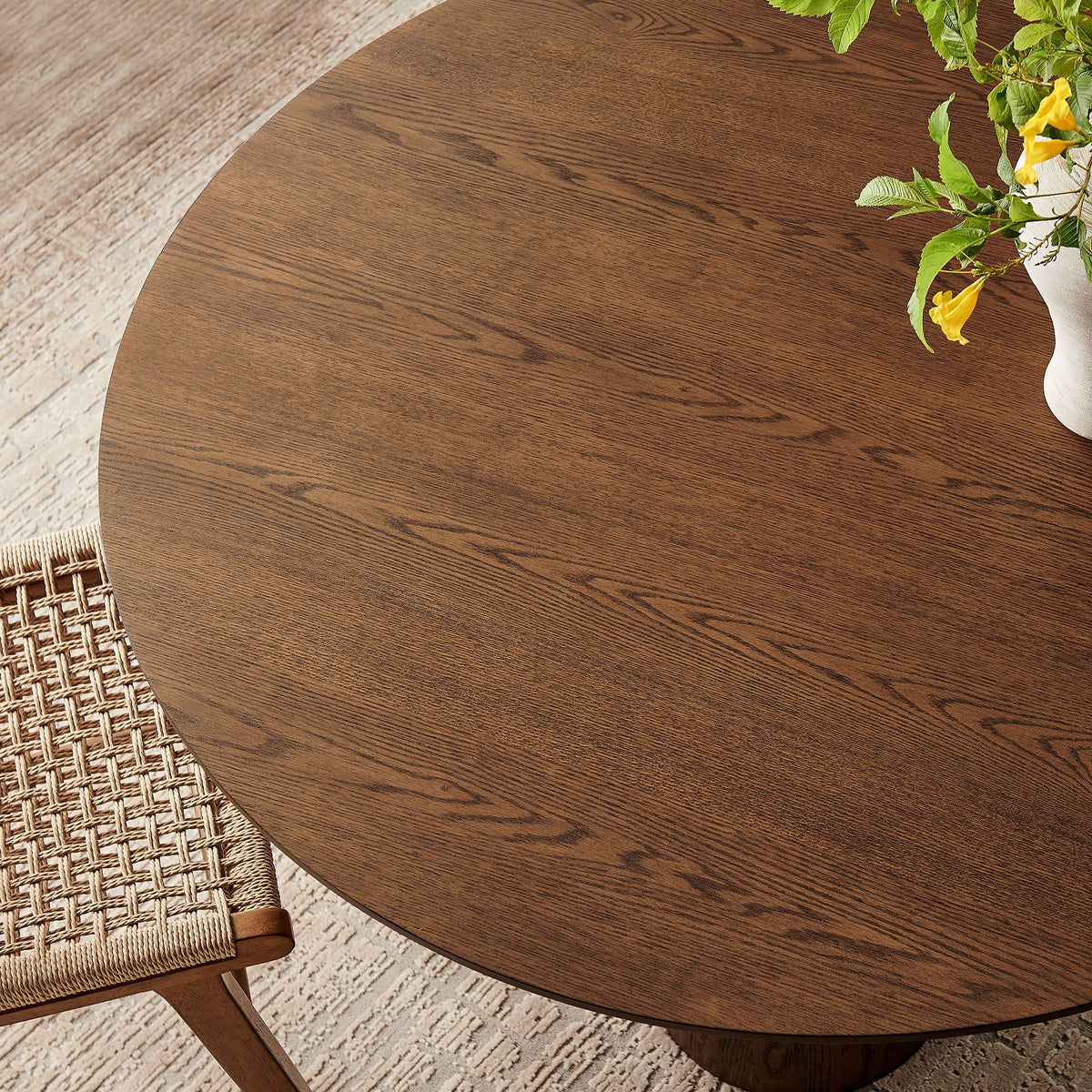 Renwick 47 Inch Oak Veneer Round Pedestal Dining Table by Modway, photo 18 of 18
