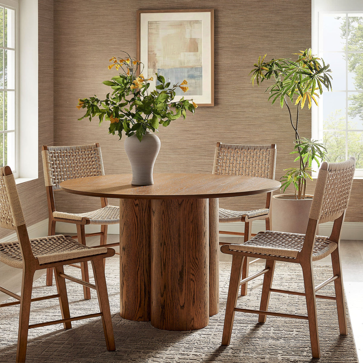 Renwick 47 Inch Oak Veneer Round Pedestal Dining Table by Modway, photo 17 of 18