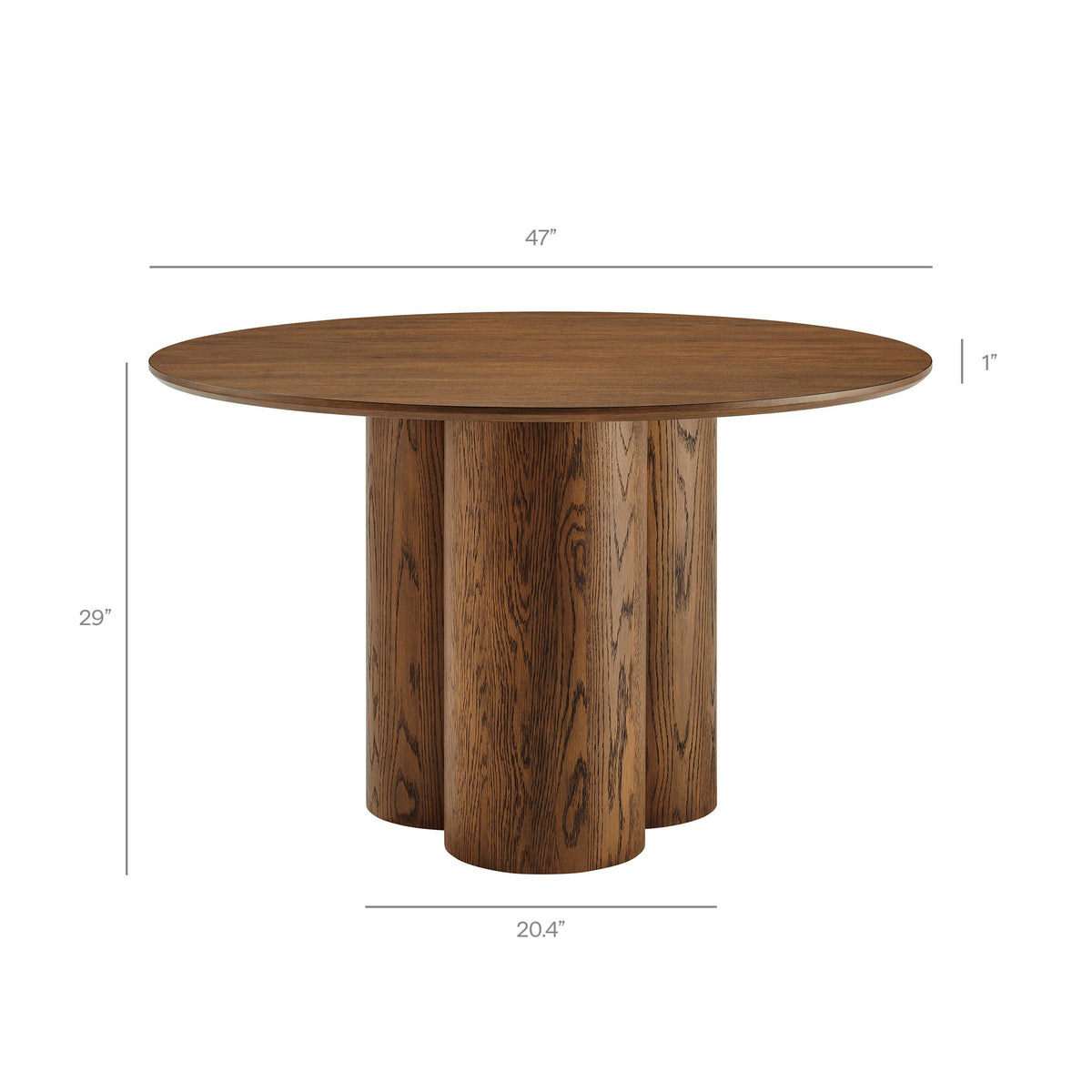 Renwick 47 Inch Oak Veneer Round Pedestal Dining Table by Modway, photo 12 of 18