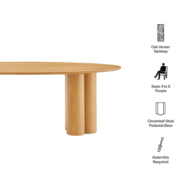 Renwick 79 Inch Oak Veneer Oval Pedestal Dining Table by Modway, photo 2 of 16