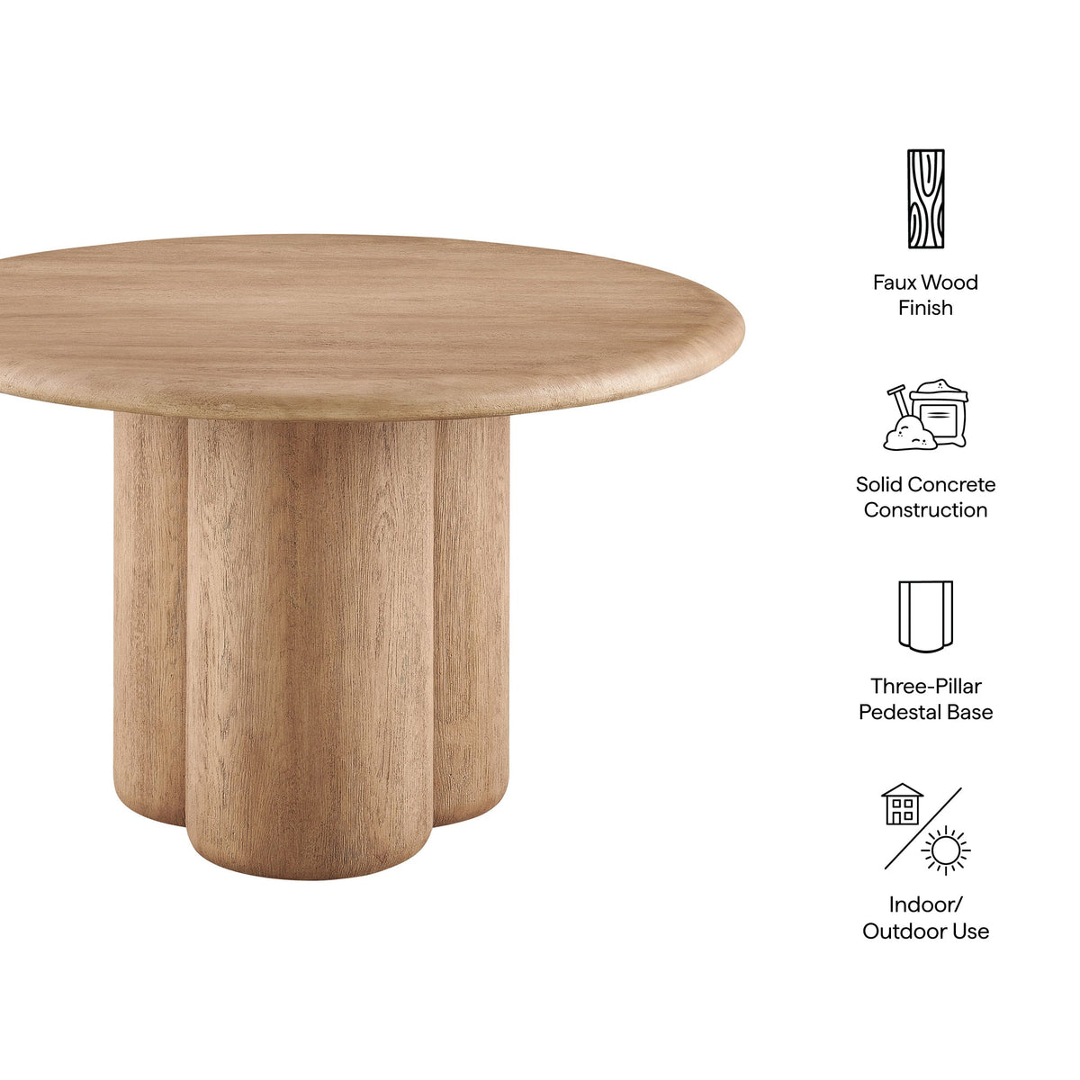 Tori 48 Inch Round Indoor and Outdoor Patio Dining Table by Modway, photo 2 of 27