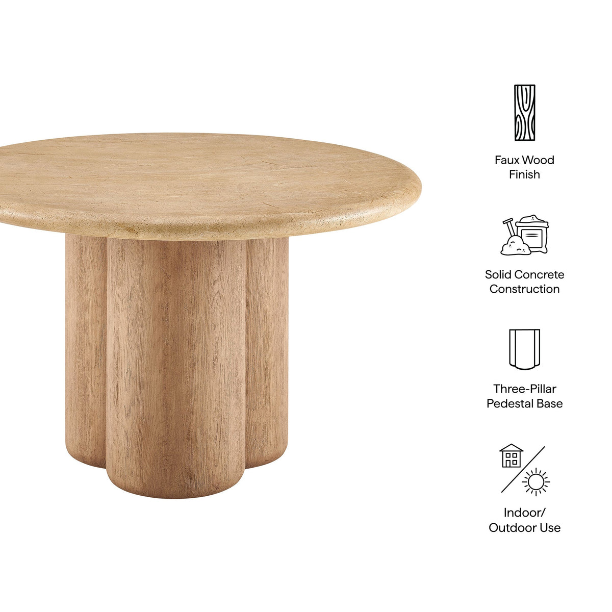 Tori 48 Inch Round Indoor and Outdoor Patio Dining Table by Modway, photo 11 of 27