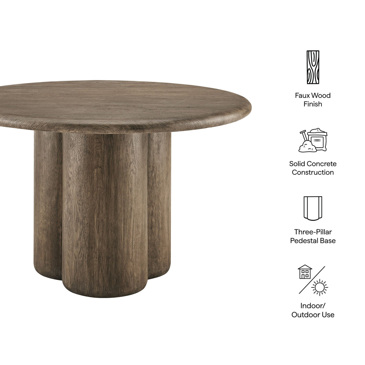 Tori 48 Inch Round Indoor and Outdoor Patio Dining Table by Modway, photo 20 of 27