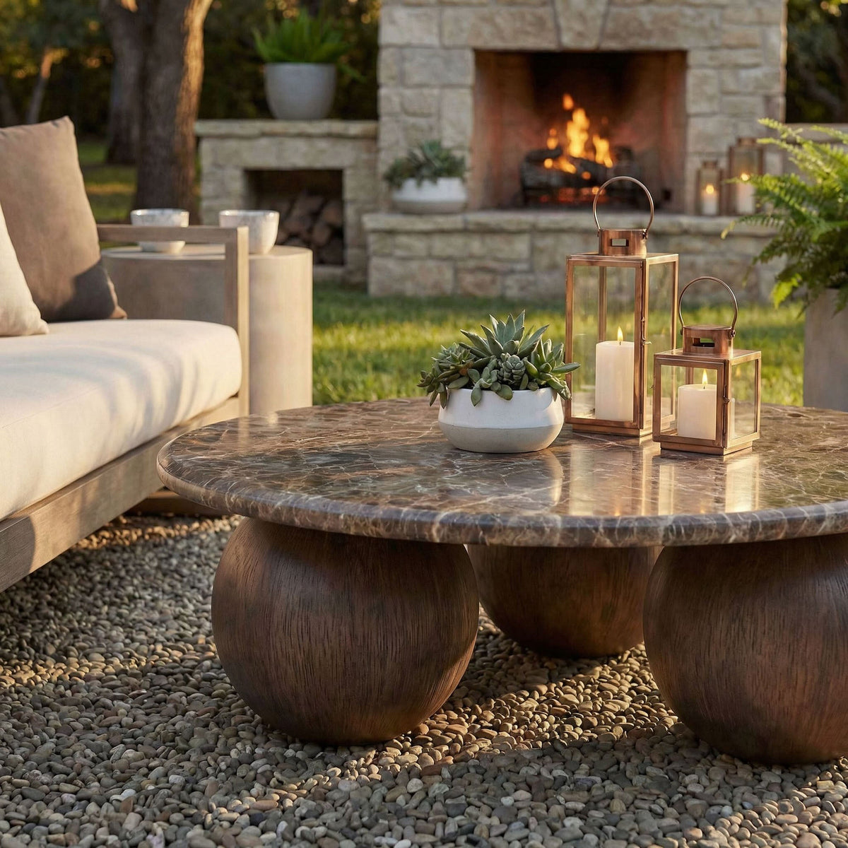 Pietra Indoor Outdoor Patio Round Coffee Table by Modway, photo 10 of 11