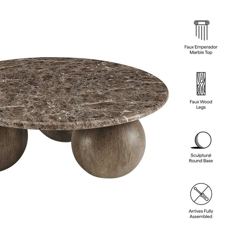 Pietra Indoor Outdoor Patio Round Coffee Table by Modway, photo 2 of 11