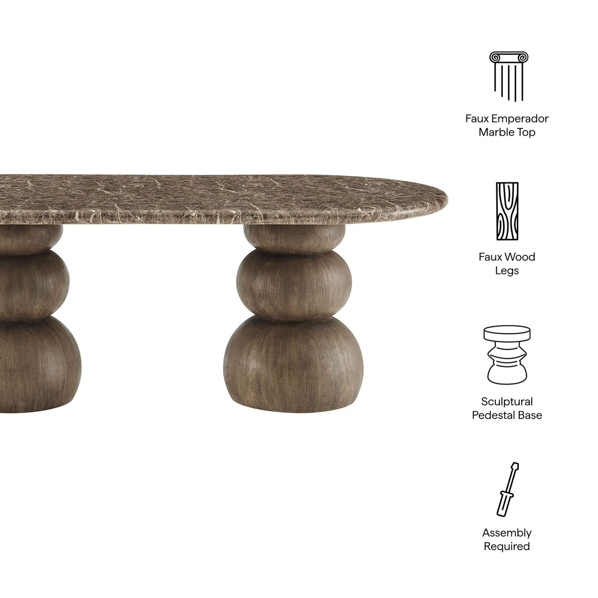 Pietra Indoor Outdoor Patio Oval Dining Table by Modway, photo 2 of 12