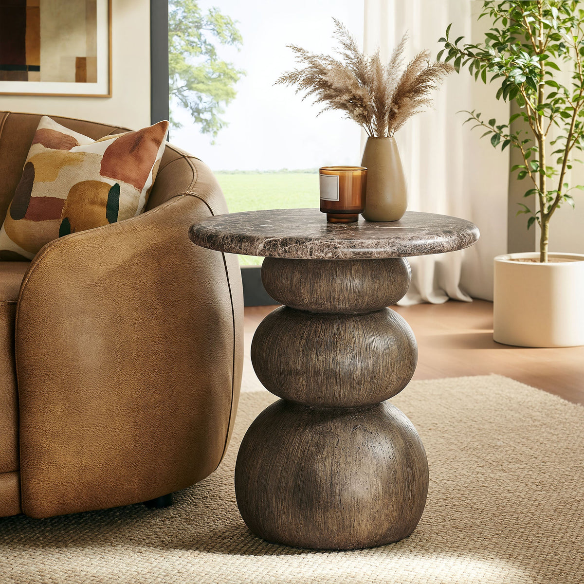 Pietra Indoor Outdoor Patio Round Side Table by Modway, photo 10 of 11
