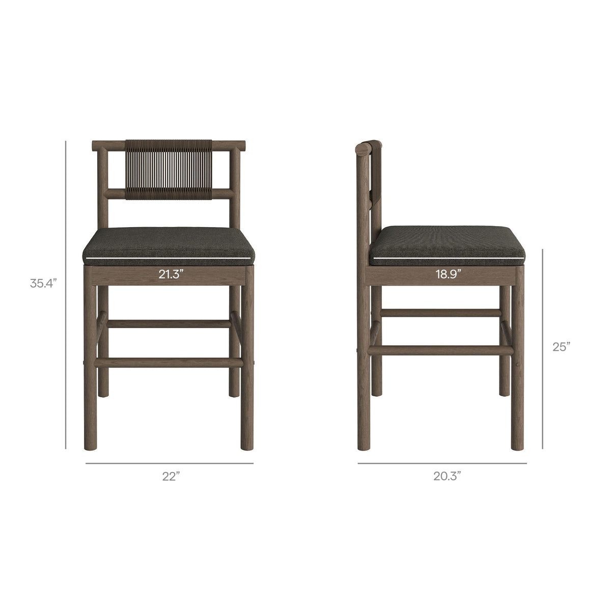 Eleni Outdoor Patio Teak Wood Counter Stools Set of 2 by Modway, photo 13 of 30