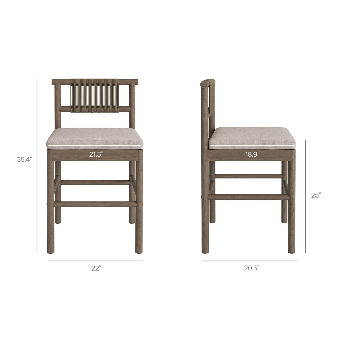 Eleni Outdoor Patio Teak Wood Counter Stools Set of 2 by Modway, photo 23 of 30