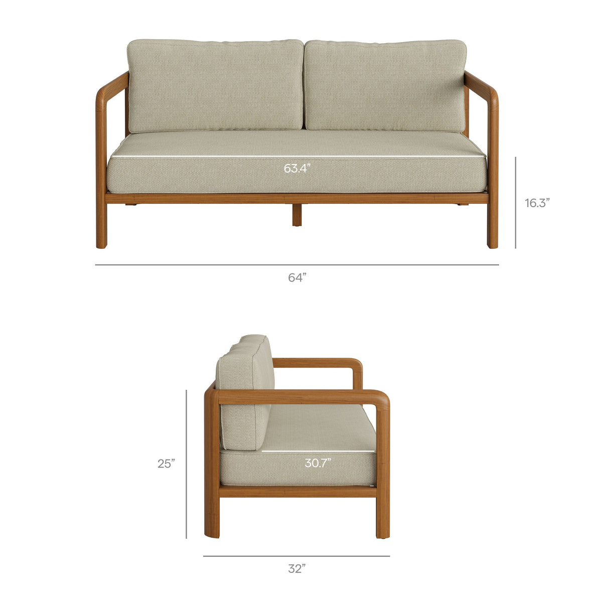 Kona Outdoor Patio Teak Wood Loveseat by Modway, photo 12 of 18