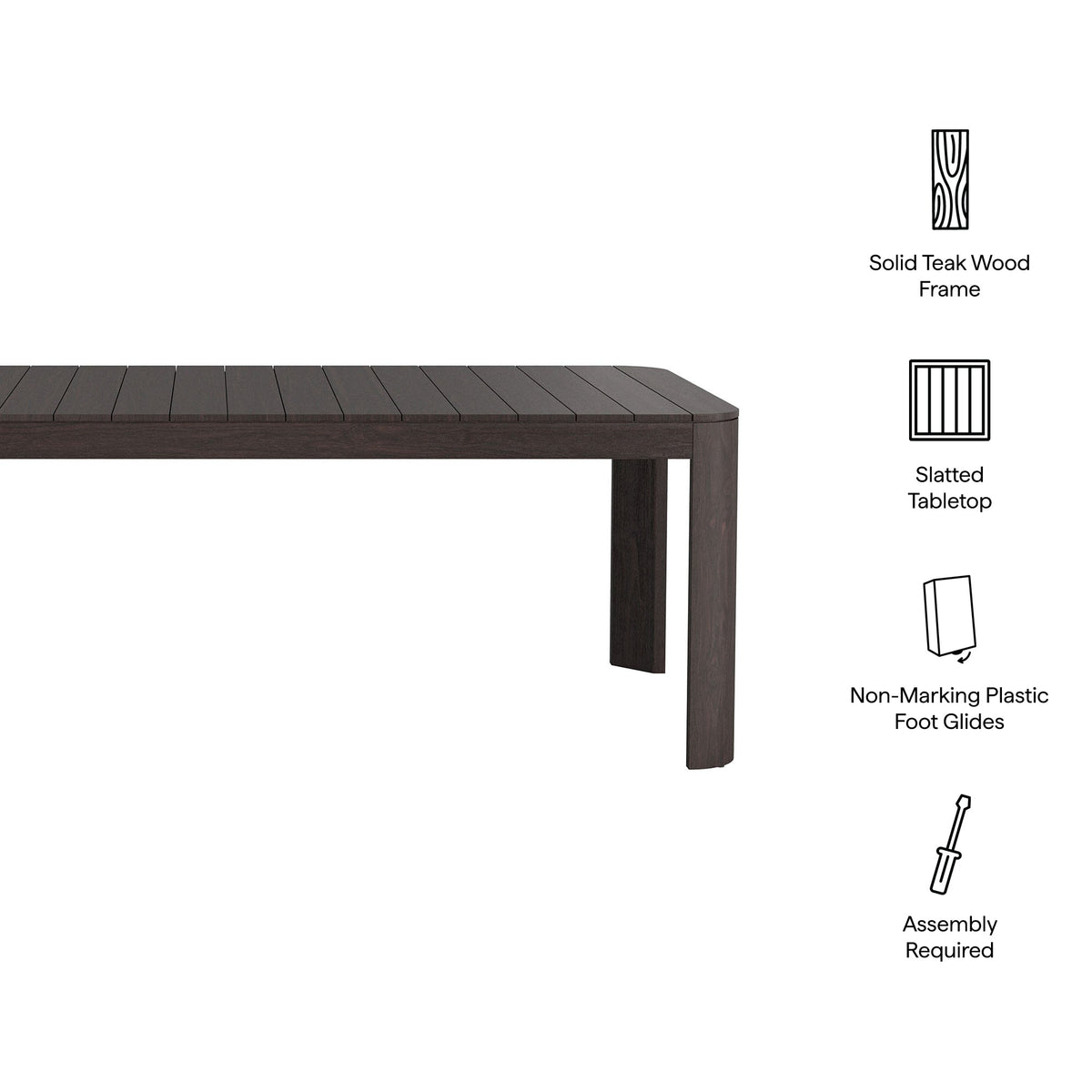 Kona 87 Inch Outdoor Patio Teak Wood Dining Table by Modway, photo 2 of 18