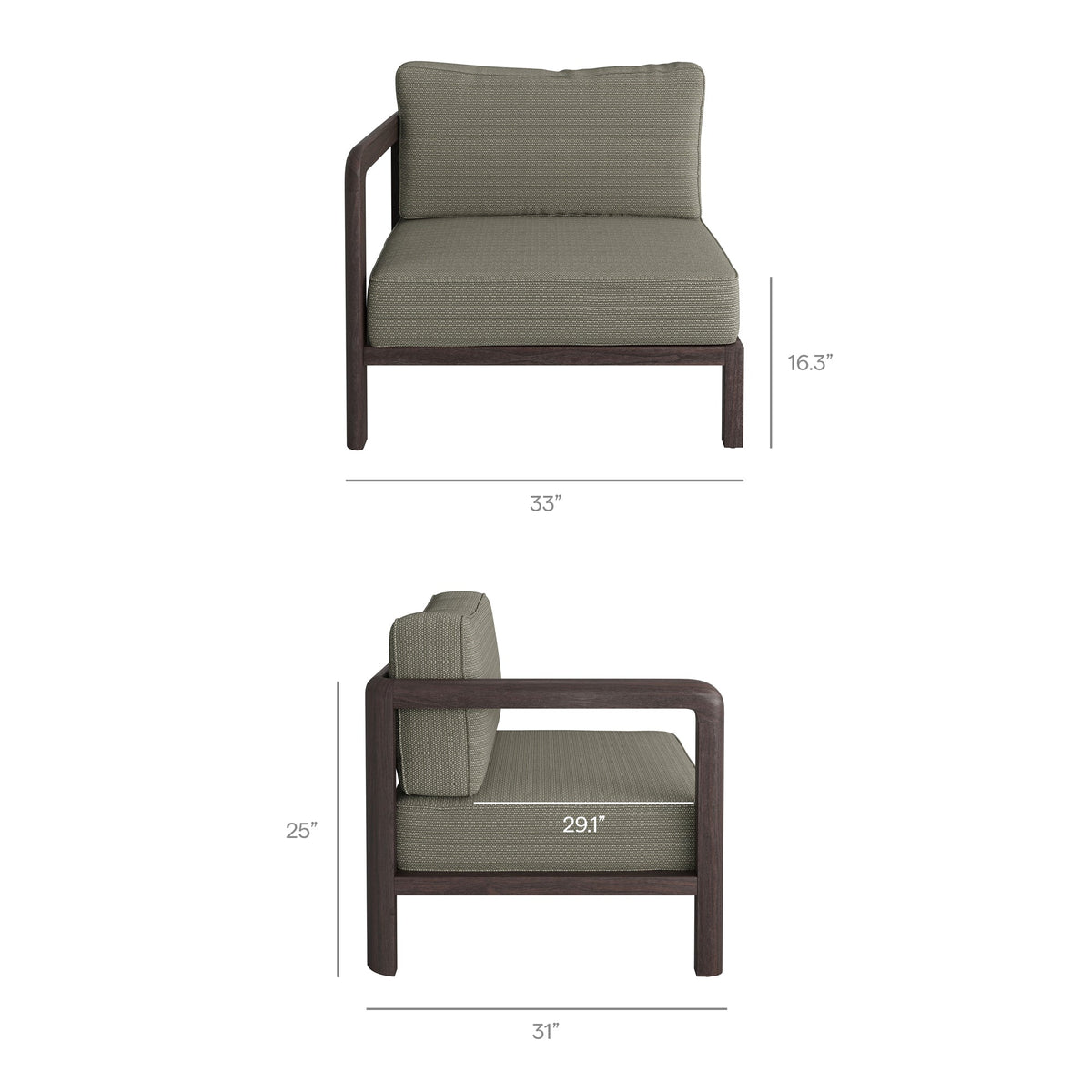 Kona 5-Piece Outdoor Patio Teak Wood Corner Modular Sofa by Modway, photo 6 of 24