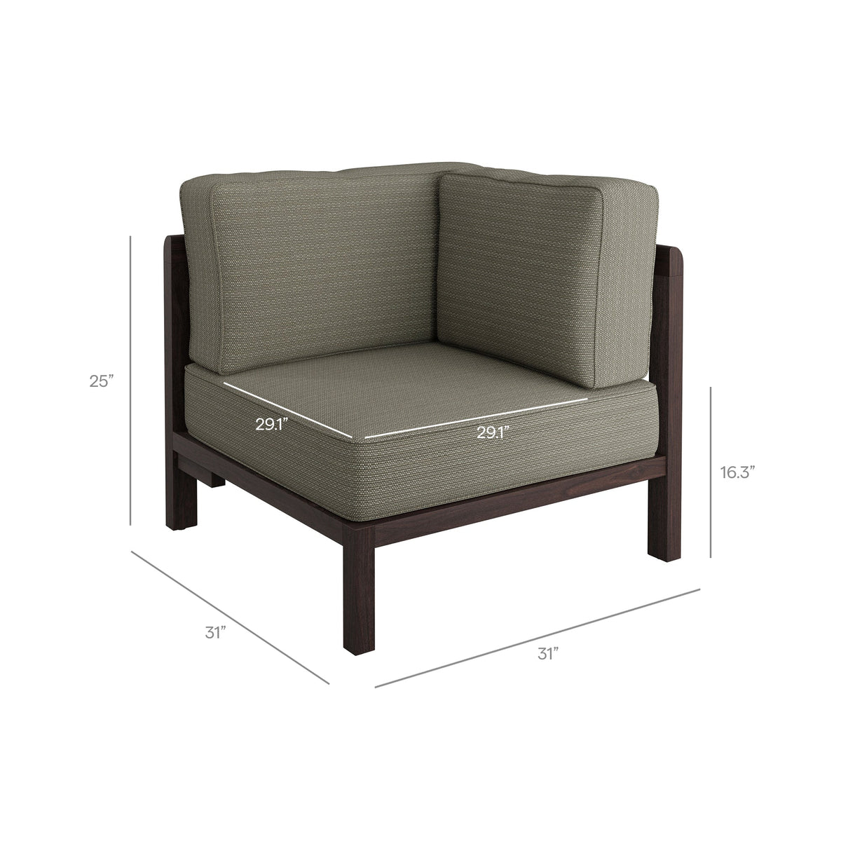 Kona 5-Piece Outdoor Patio Teak Wood Corner Modular Sofa by Modway, photo 3 of 24