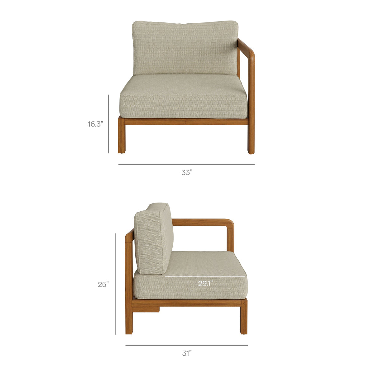 Kona 5-Piece Outdoor Patio Teak Wood Corner Modular Sofa by Modway, photo 17 of 24