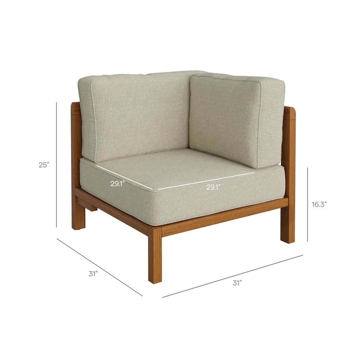 Kona 5-Piece Outdoor Patio Teak Wood Corner Modular Sofa by Modway, photo 18 of 24