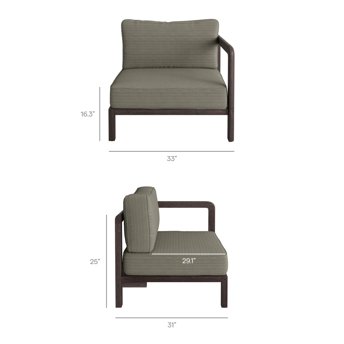 Kona 6-Piece Outdoor Patio Teak Wood Modular Sofa by Modway, photo 4 of 24