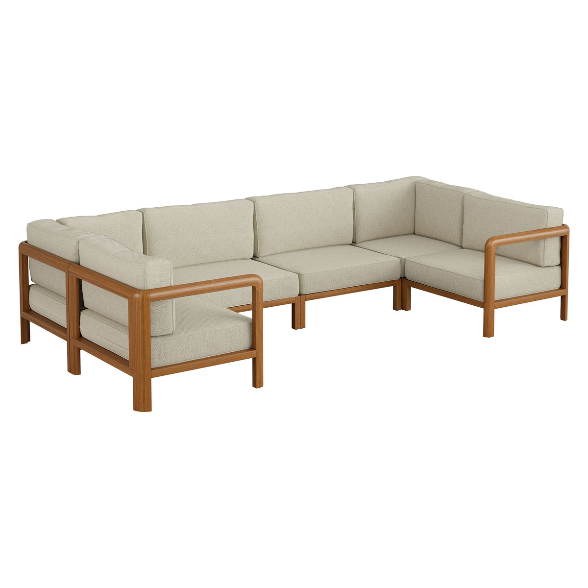 Kona 6-Piece Outdoor Patio Teak Wood Modular Sofa by Modway, photo 13 of 24