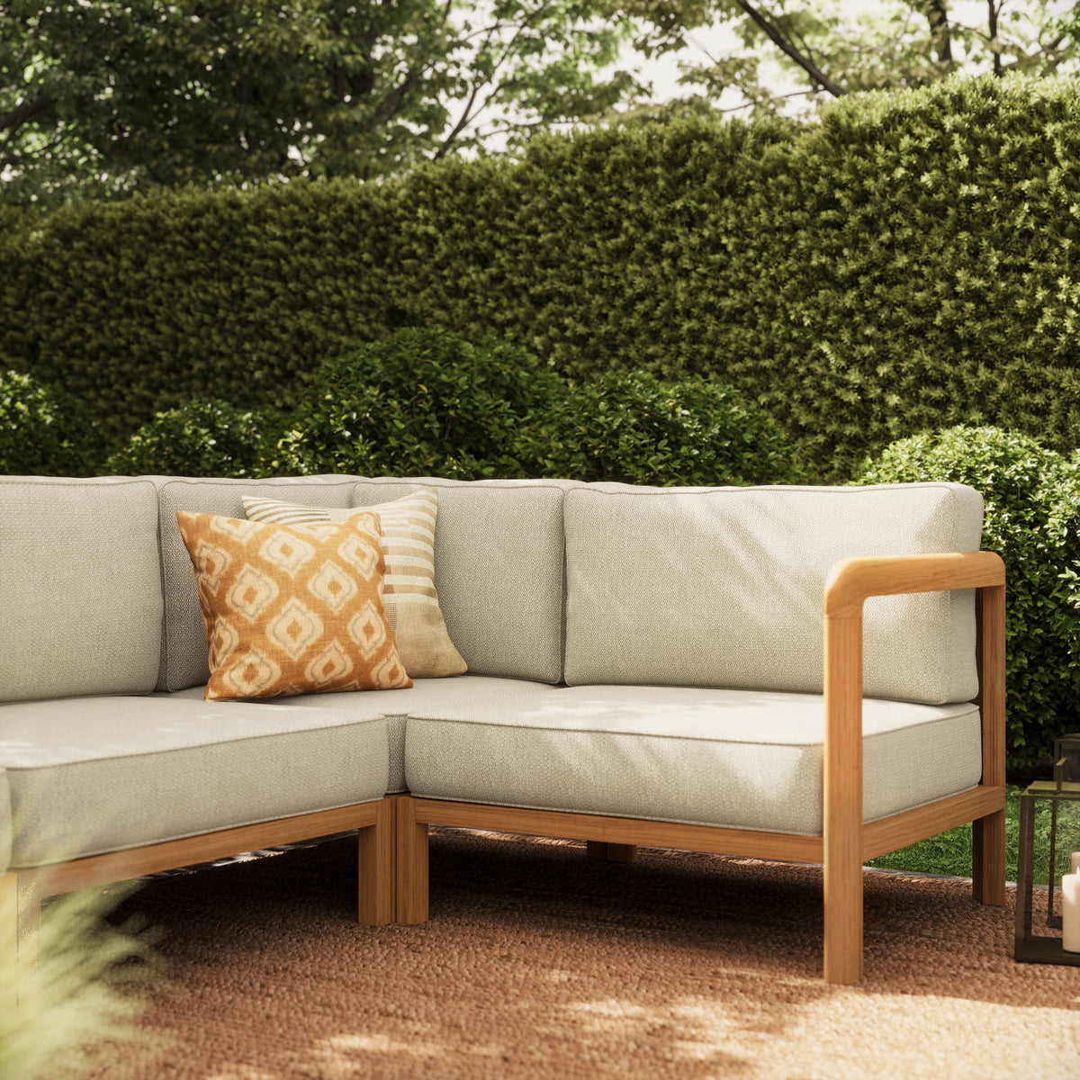 Kona 6-Piece Outdoor Patio Teak Wood Modular Sofa by Modway, photo 24 of 24